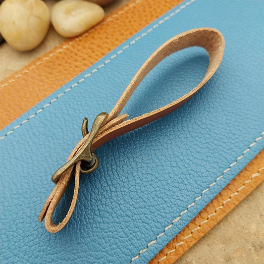 Tan English Bridle Leather Vintage Pocket Watch Fob Strap & Premium Solid Buckle