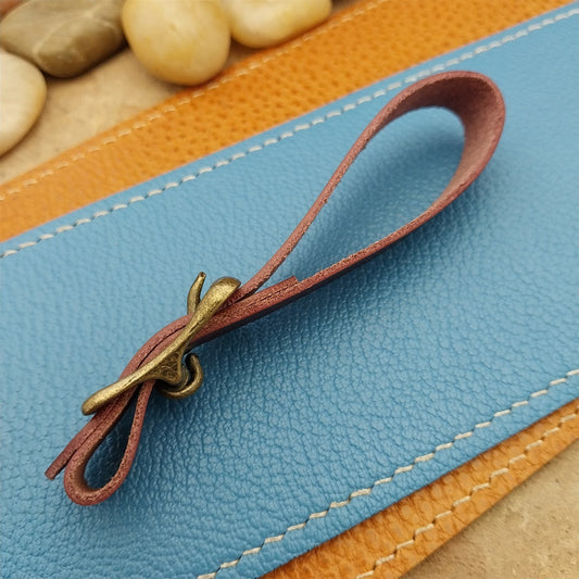 Plum Buttero Leather Vintage Pocket Watch Fob Strap & Antique Brass Cast Buckle