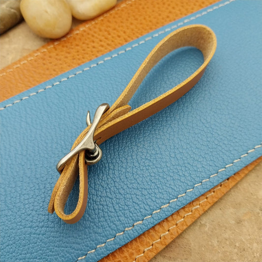 Yellow Italian Leather Pocket Watch Fob Strap & Nickel Finish Solid Buckle