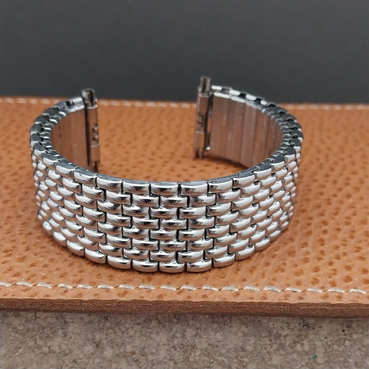 Vintage 19mm 20mm 22mm BOR Rice Beads Wide Stainless Speidel Stretch Watch Band