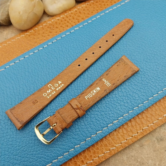 Vintage Womens Omega 14mm Pigskin Leather Classic Swiss Unused nos Watch Band