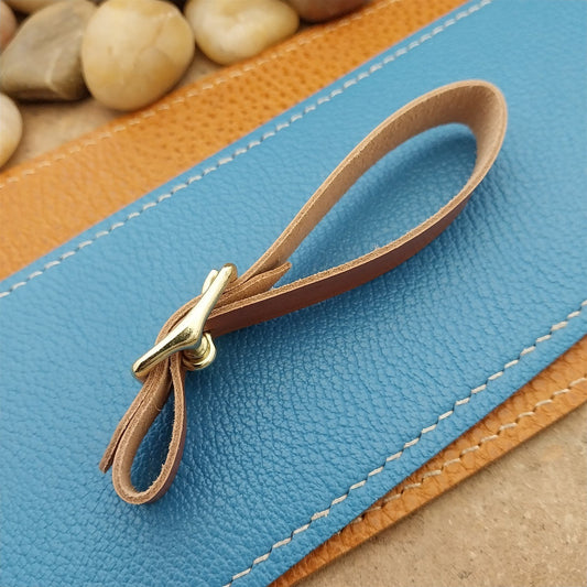 Kakishibu Stained Calfskin Vintage Pocket Watch Fob Strap & Brass Finish Buckle