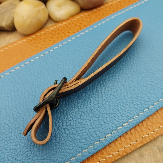 Shell Cordovan Leather Vintage Pocket Watch Fob Strap & Solid Black Buckle