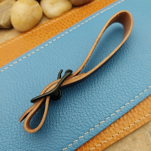 Shell Cordovan Leather Vintage Pocket Watch Fob Strap & Black Solid Buckle