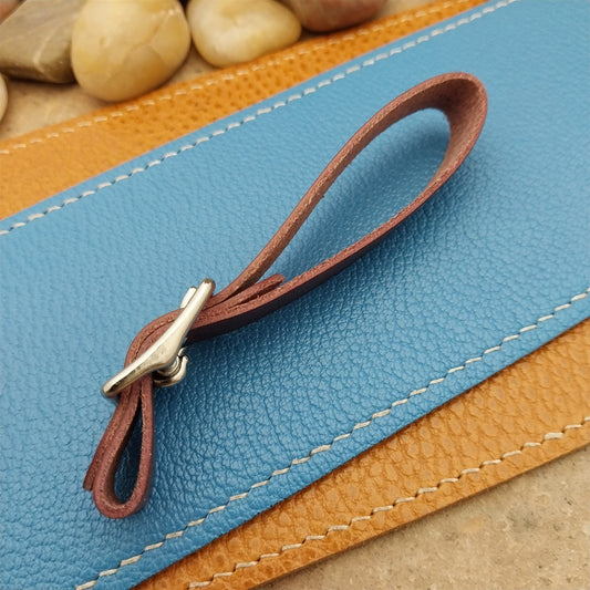 Plum Buttero Leather Vintage Pocket Watch Fob Strap & Nickel Finish Buckle