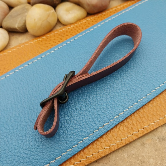 Plum Buttero Leather Vintage Pocket Watch Fob Strap & Solid Black Buckle