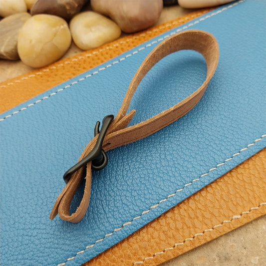 Veg Tanned Pigskin Vintage Pocket Watch Fob Strap & Solid Black Buckle