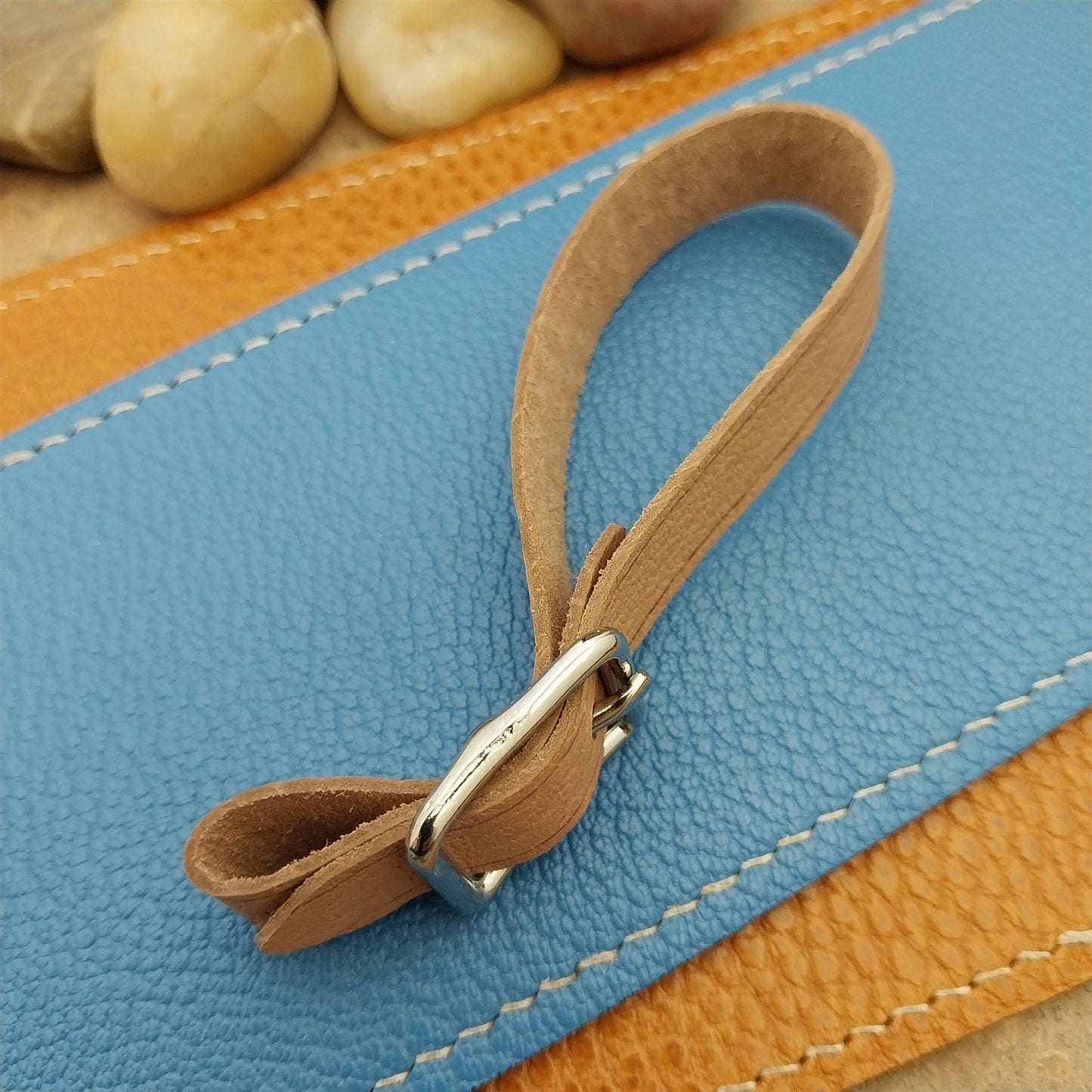 Veg Tanned Pigskin Vintage Pocket Watch Fob Strap & Nickel Finish Buckle