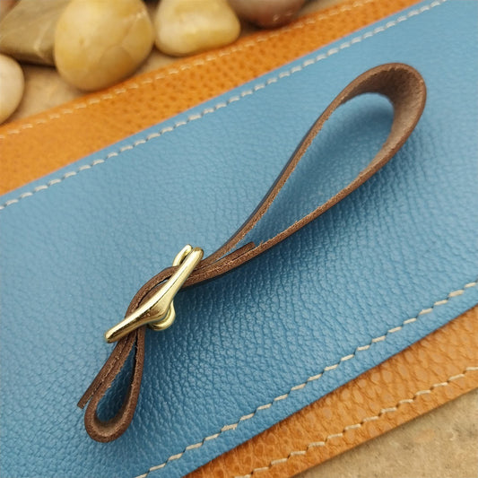 English Bridle Leather Vintage Pocket Watch Fob Strap & Brass Finish Cast Buckle
