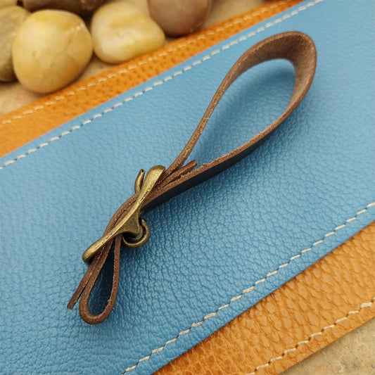 English Bridle Leather Vintage Pocket Watch Fob Strap & Antique Brass Cast Buckle