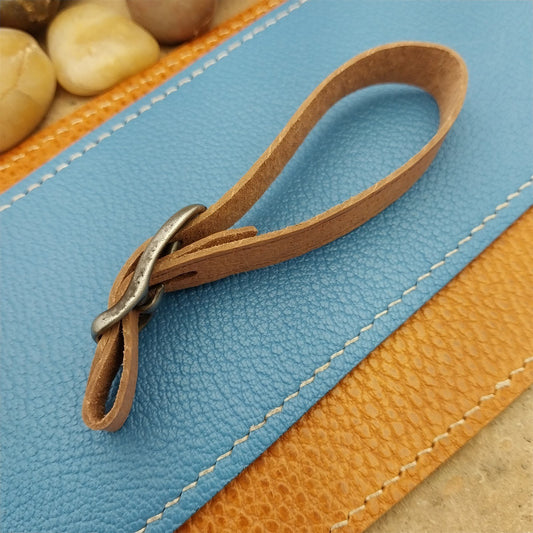 Veg Tanned Pigskin Vintage Pocket Watch Fob Strap With Antique Solid Buckle