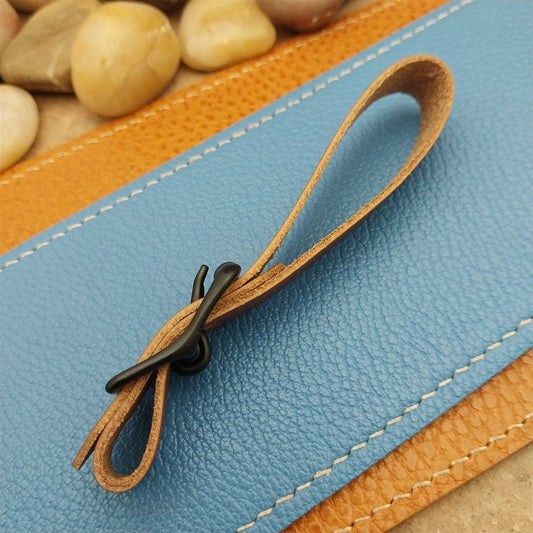 Whiskey Brown Italian Leather Pocket Watch Fob Strap & Black Solid Buckle