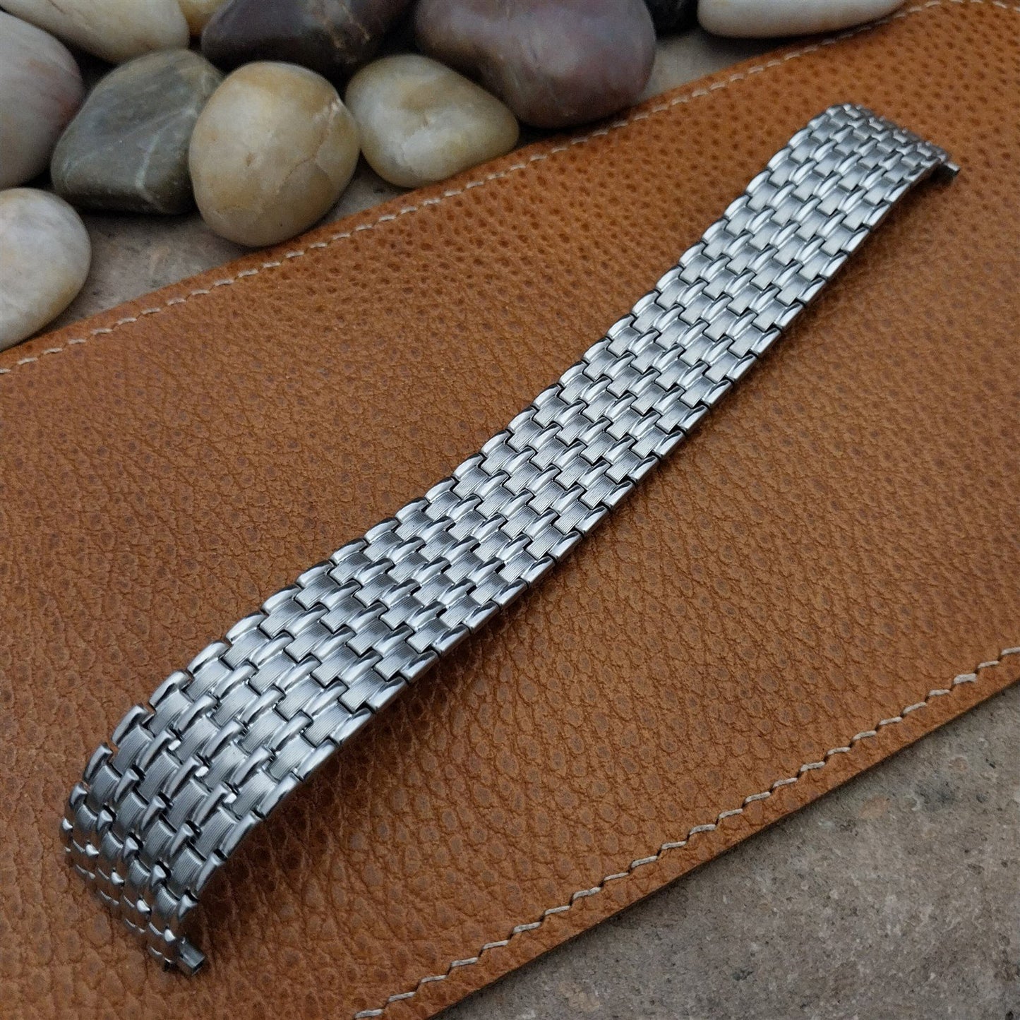 Vintage 19mm 20mm 22mm Rice Beads Wide Stainless Speidel Stretch NOS Watch Band
