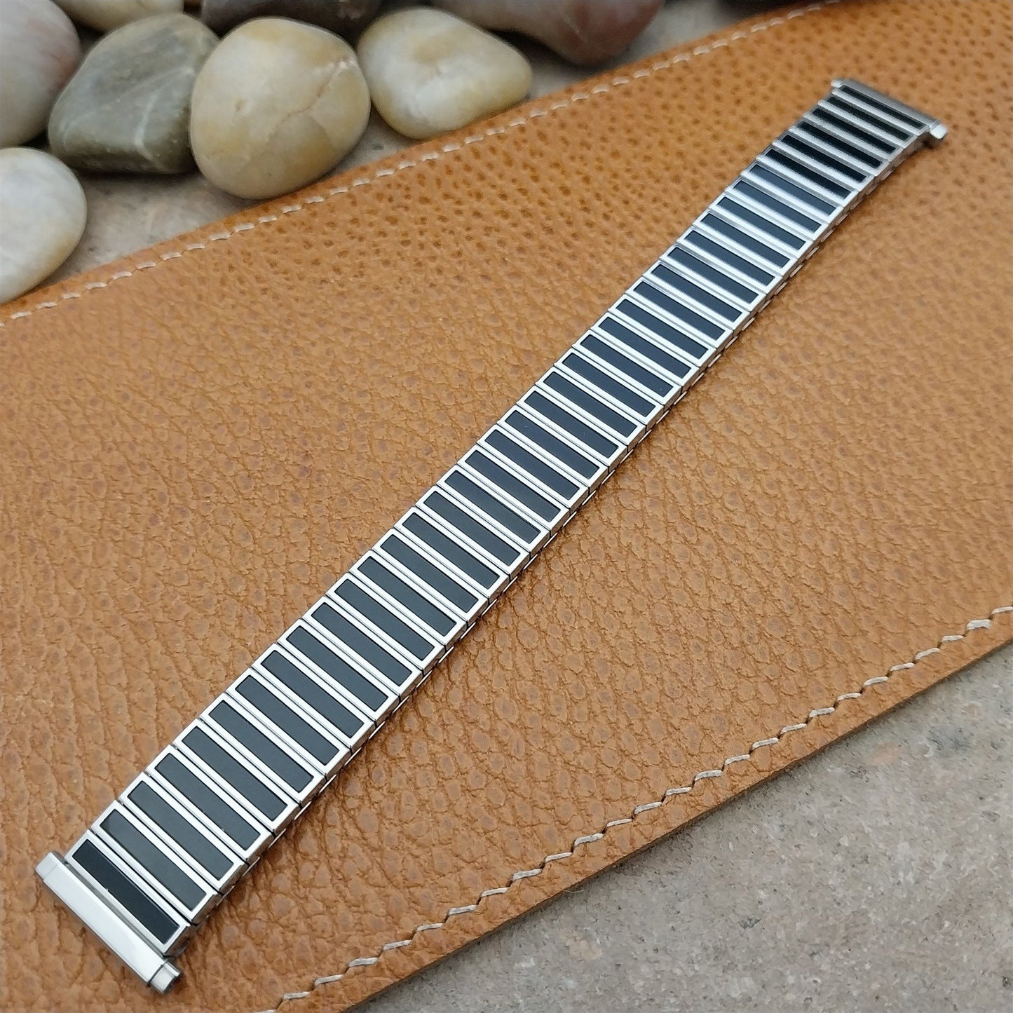 16mm 18mm 19mm Speidel USA Black & Stainless Twistoflex 1980s Unused Watch Band