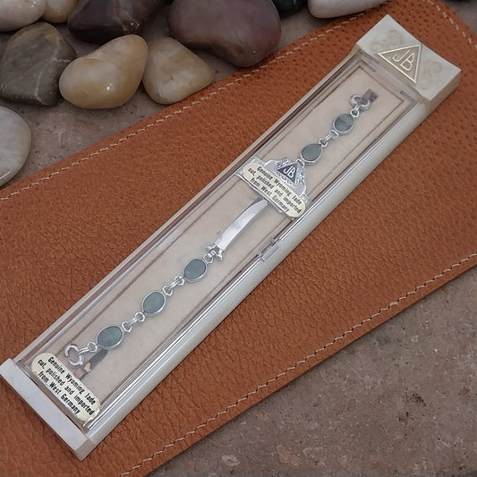 Vintage Jade Stone & White Gold-Filled Ladies Unused 1960s Cocktail Watch Band