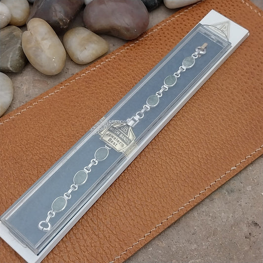 Vintage Jade Stone & White Gold-Filled Ladies Unused 1960s Cocktail Watch Band