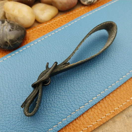 Black Saddle Leather Vintage Pocket Watch Fob Strap & Black Solid Buckle