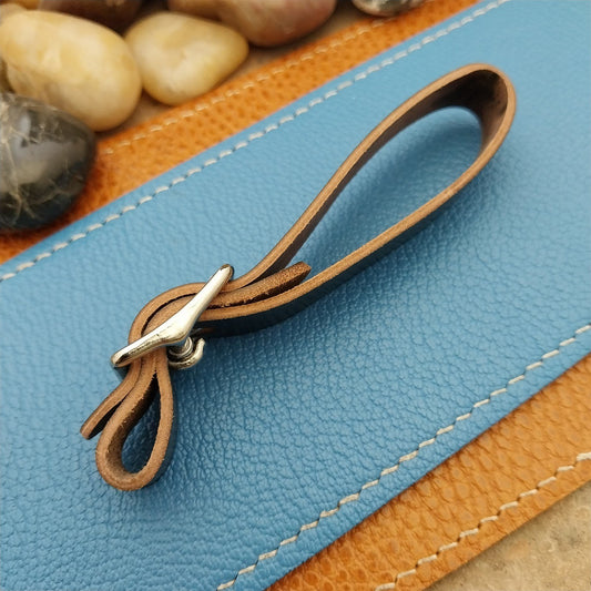 Black Shell Cordovan Vintage Pocket Watch Fob Strap & Nickel Finish Buckle