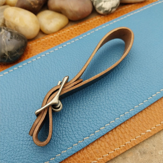 Black Shell Cordovan Pocket Watch Fob Strap & Antique Nickel Finish Buckle