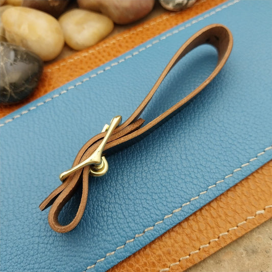 Black Shell Cordovan Vintage Pocket Watch Fob Strap & Brass Finish Buckle