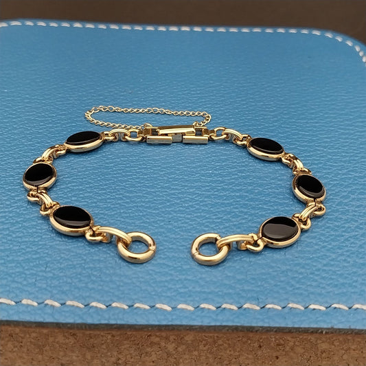 Ladies Kreisler White Gold-Fill & Onyx Unused 1960s Vintage Cocktail Watch Band