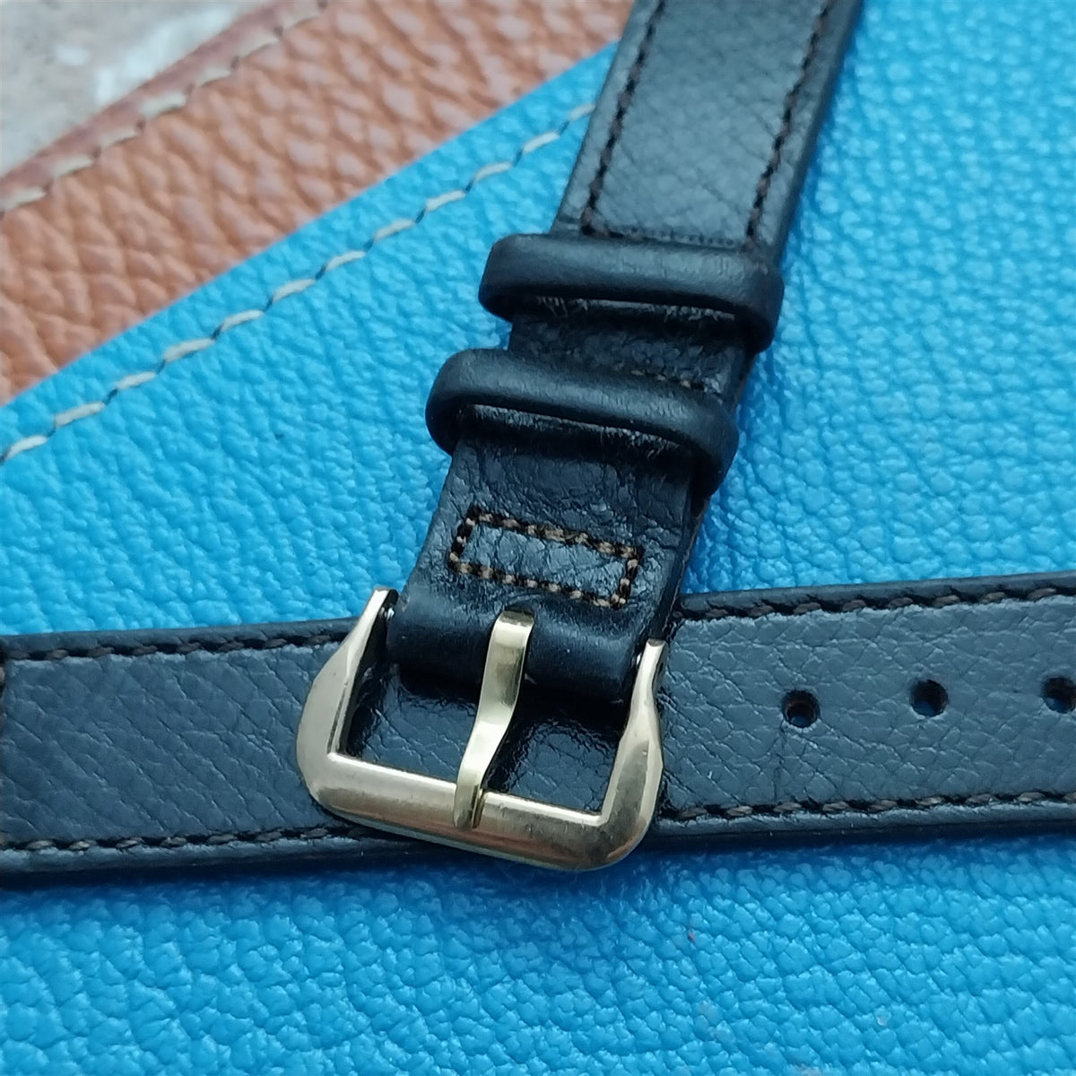 Vintage 14mm Hamilton Black Leather 1950s Unused Classic Watch Strap
