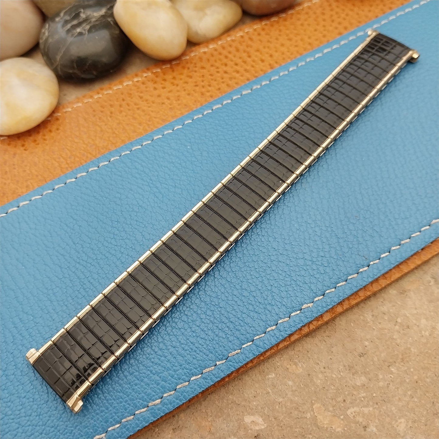 Vintage Speidel Romunda Black & Gold-Filled 19mm 18mm 17mm NOS 1970 Watch Band