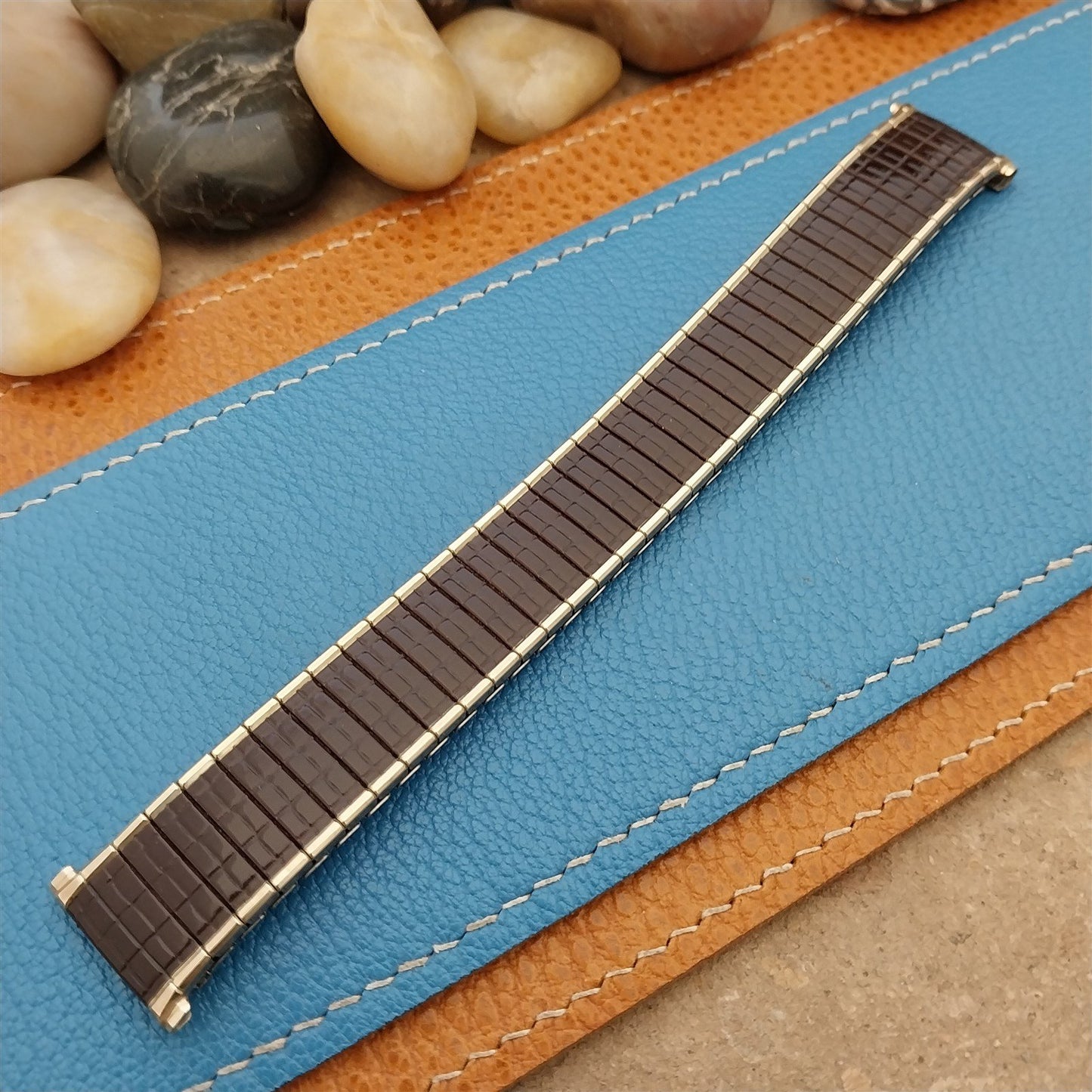 Vintage 19mm 18mm 17mm 1970 Speidel Romunda Rootbeer Brown& Gold-Fill Watch Band