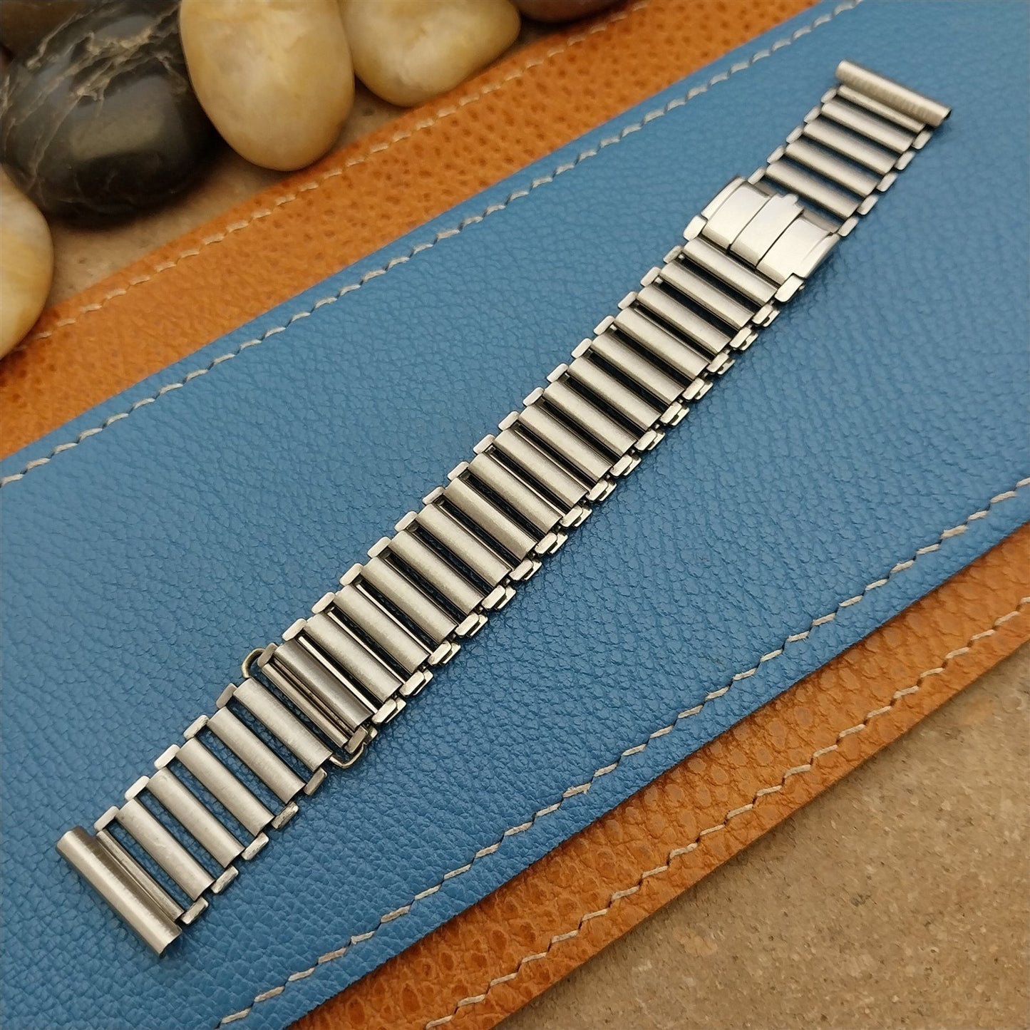 Vintage 16mm Swiss Stainless Steel Bamboo Link Unused 1940s Classic Watch Band