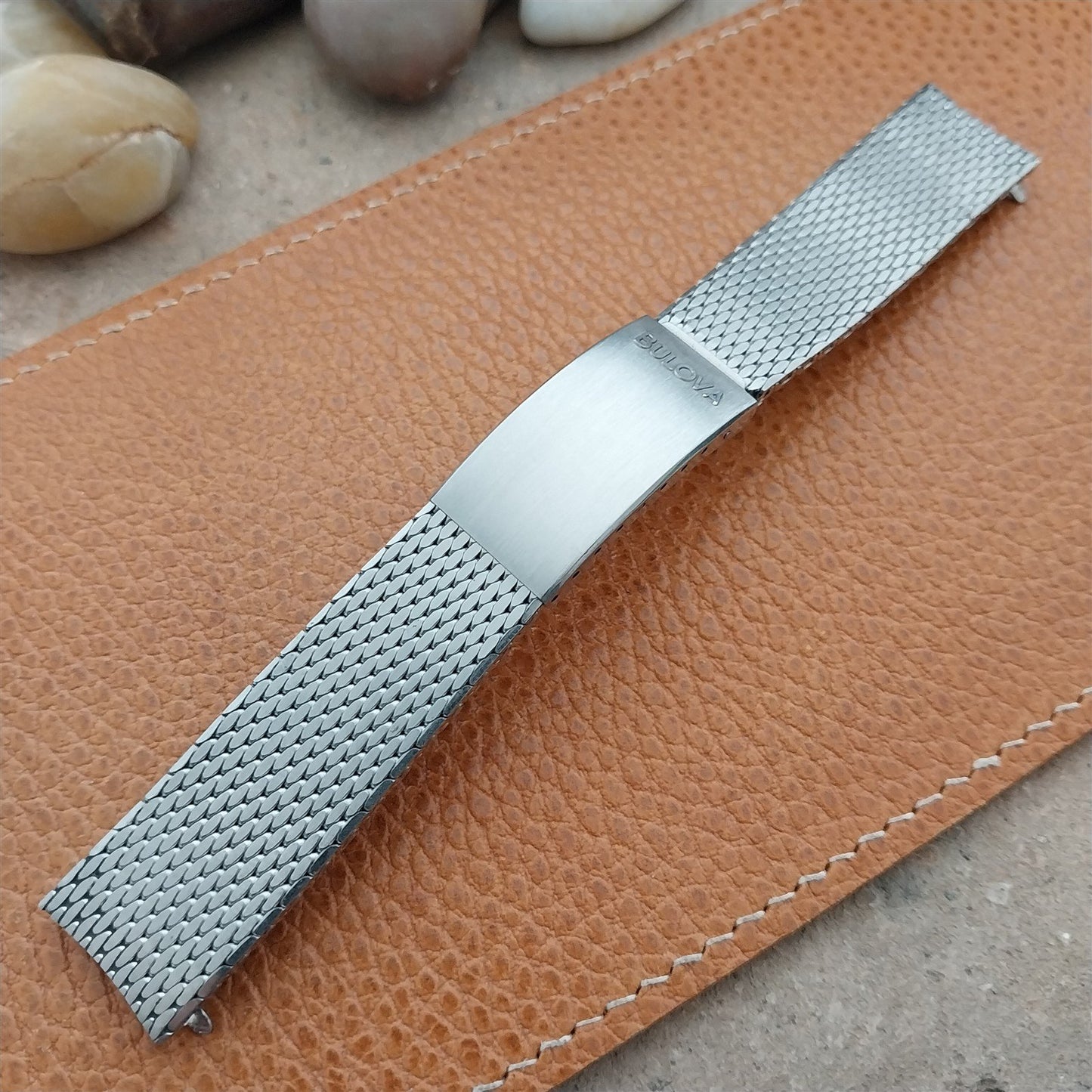 Vintage Bulova 19mm Stainless Steel Mesh Accutron unused nos Watch Band