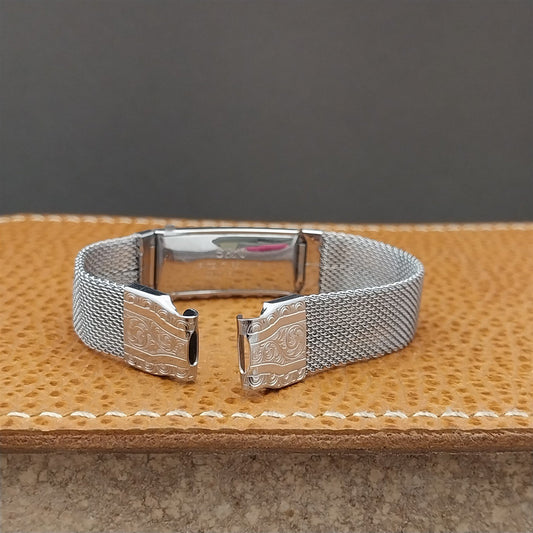 1920s-1930s White Gold Filled Mesh Womens Unused Vintage Art Deco Watch Bracelet