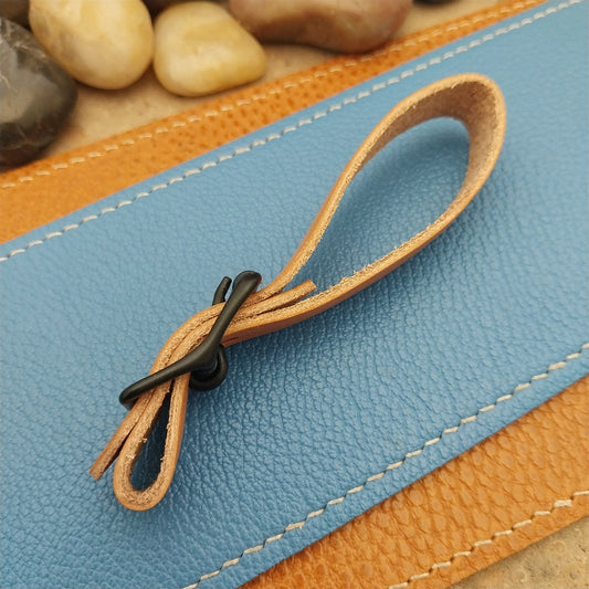 Russet Saddle Leather Vintage Pocket Watch Fob Strap & Black Buckle