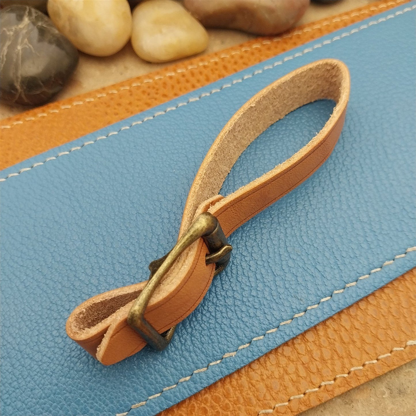 Russet Saddle Leather Pocket Watch Fob Strap & Antique Brass Finish Buckle