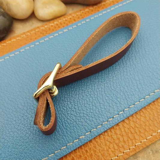 English Bridle Leather Pocket Watch Fob Strap & Polished Brass Finish Cast Buckle