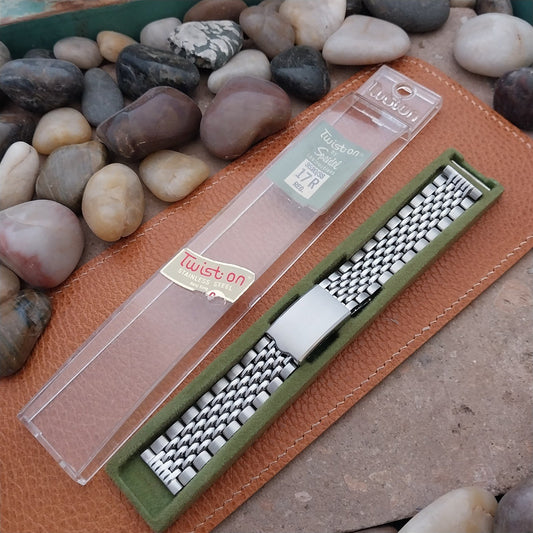 Vintage 17.2mm Stainless Steel Rice Beads Classic Speidel 1960s Watch Band