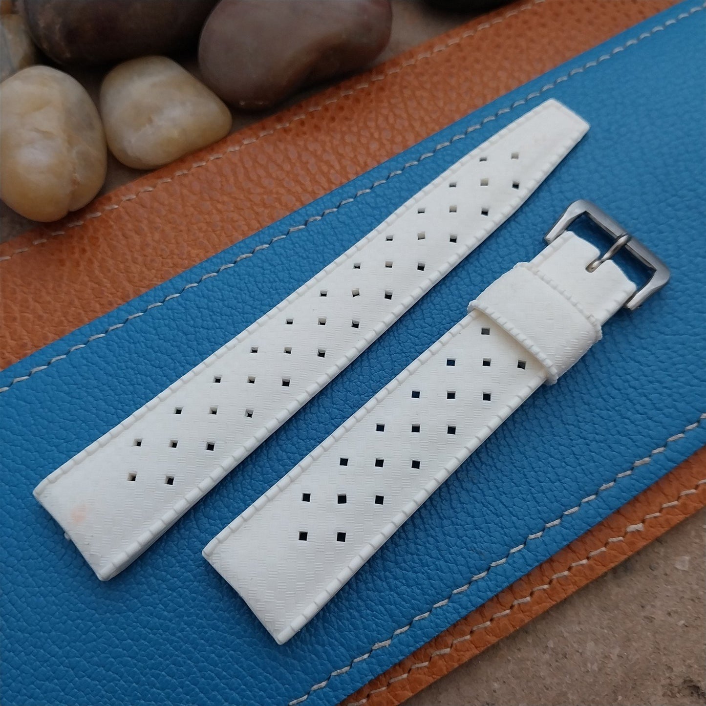 19mm Swiss Tropic Straight End White nos Unused 1970s Vintage Diver Watch Band