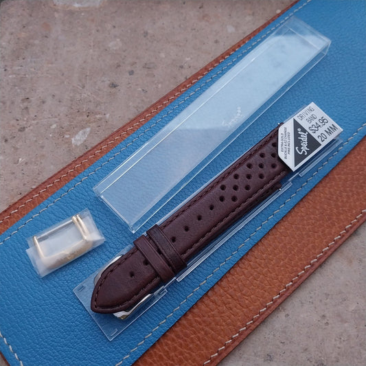 20mm Speidel Driving Perforated Tapered Brown Leather Watch Strap