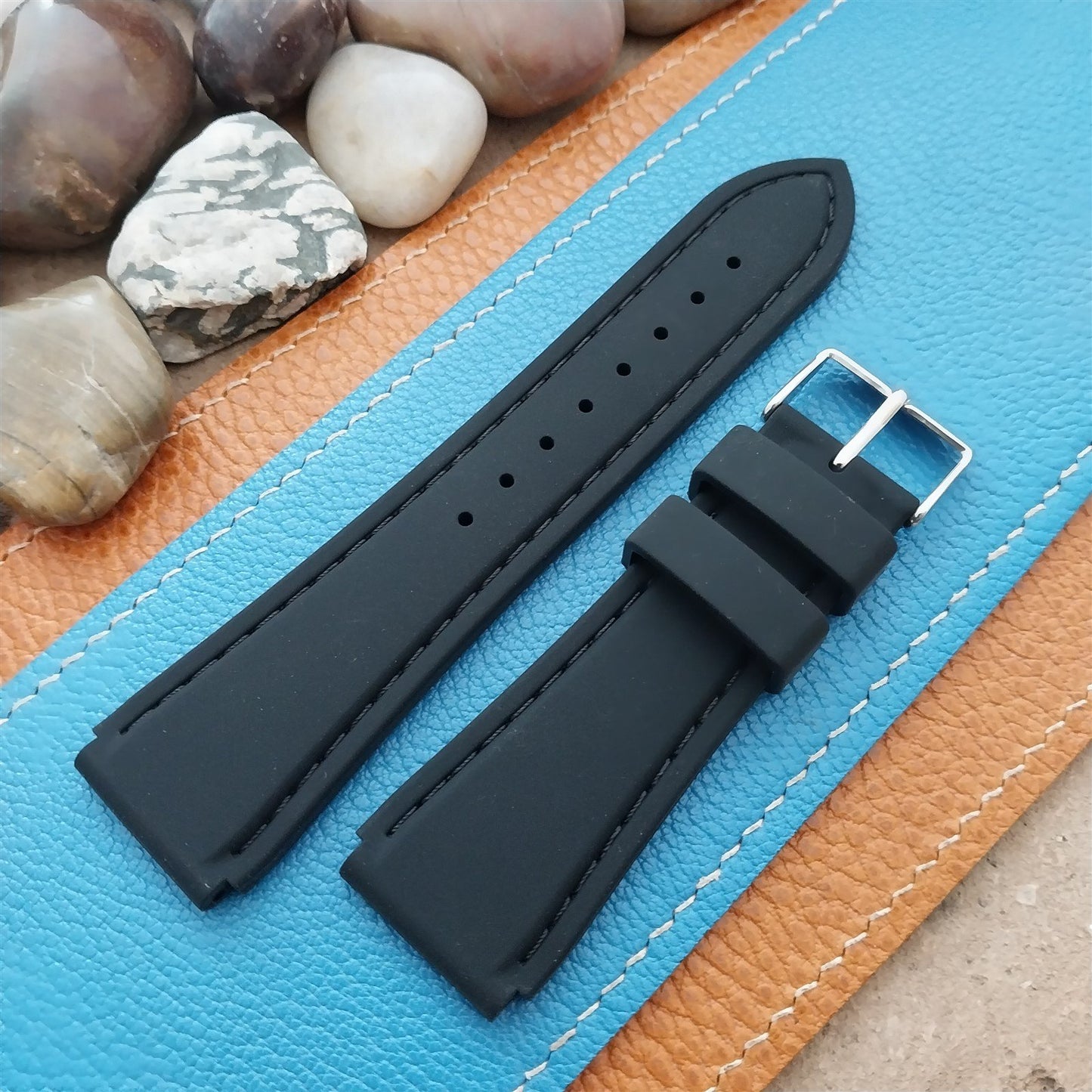 22mm Hadley Roma Black Genuine Silicone Diver Unused Watch Band