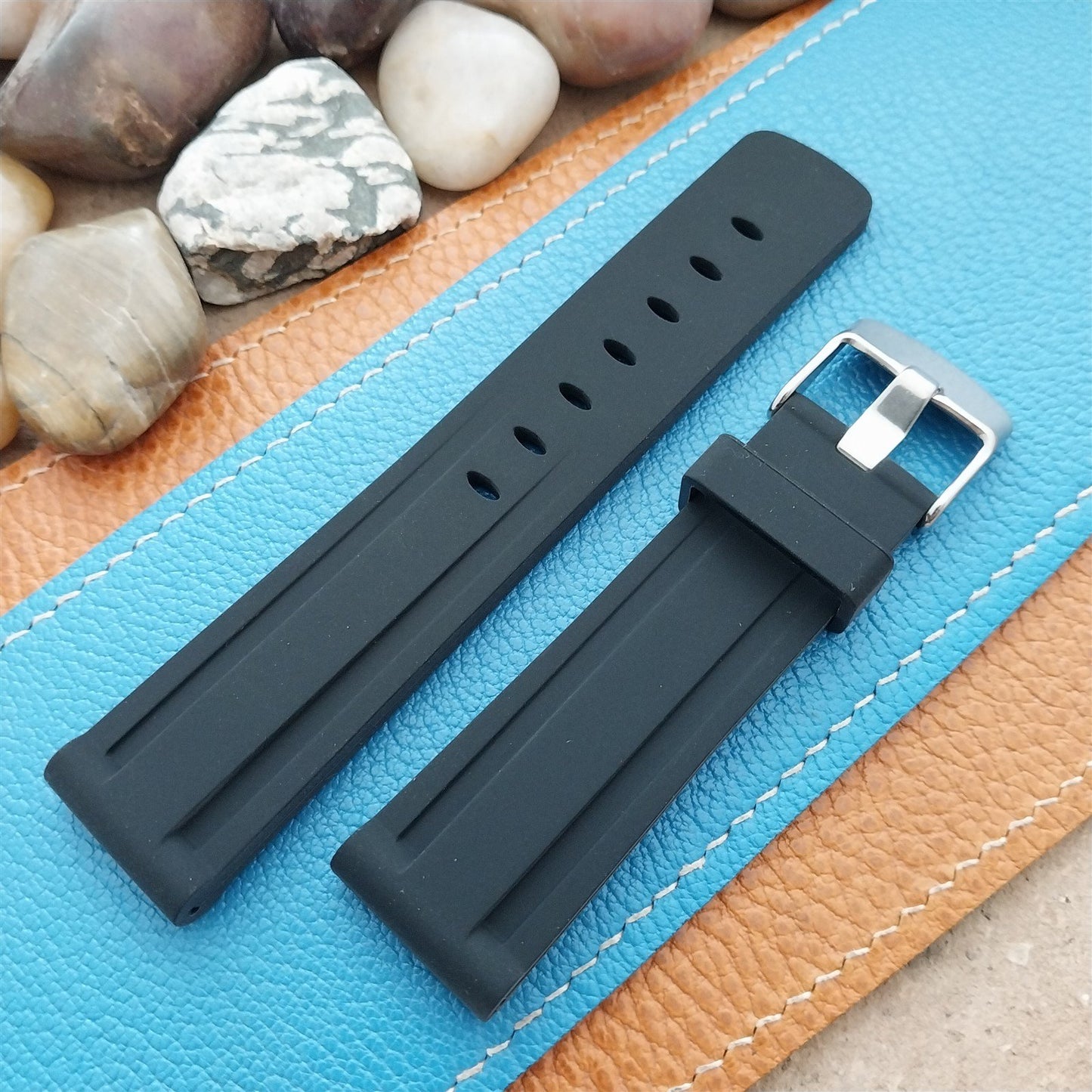 22mm Hadley Roma Black Genuine Silicone Diver Unused Watch Band