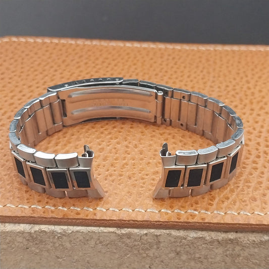 1960s Vintage 17.2mm Stainless & Black Corfam Craftex Classic NOS Watch Band