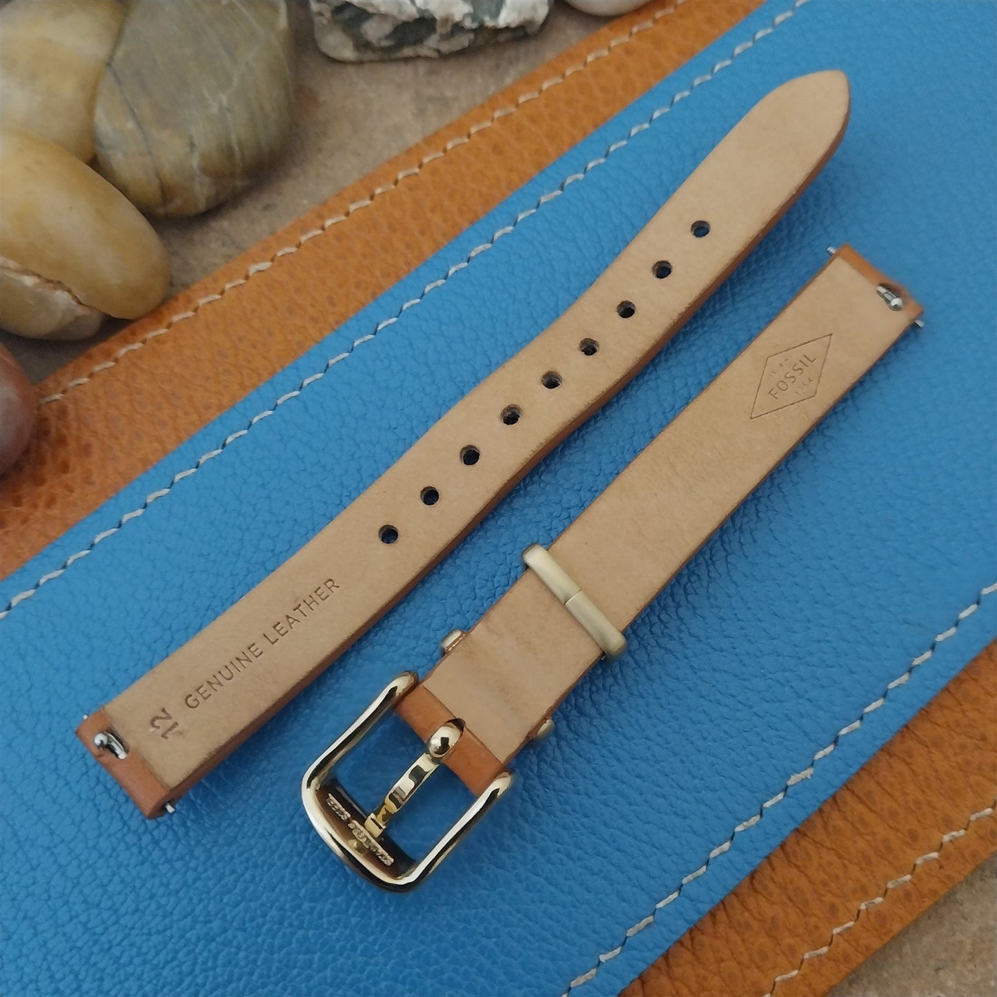 12mm Fossil Brown Leather Ladies Watch Strap & Logo Buckle Q Dreamer NDJ1