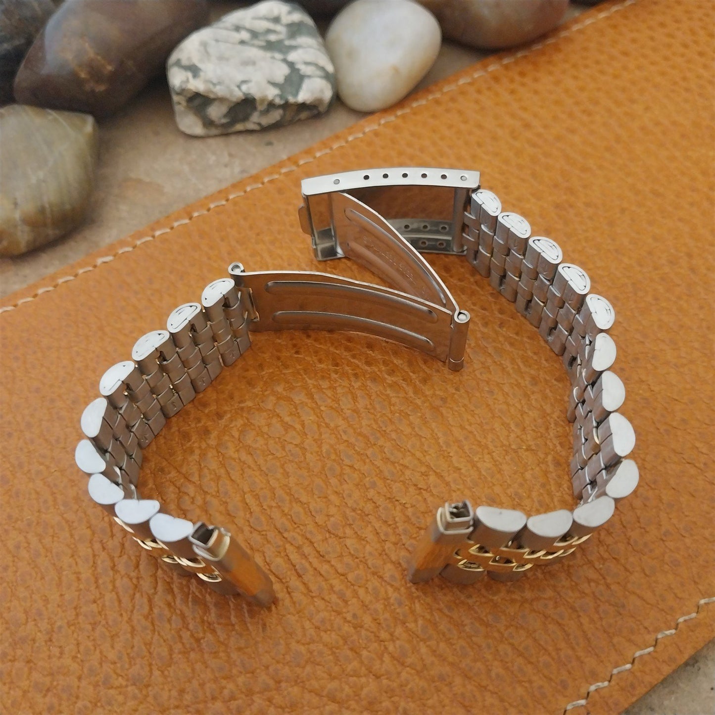 16mm 18mm 19mm 20mm Yellow Gold-Tone & Stainless Steel Jubilee Unused Watch Band