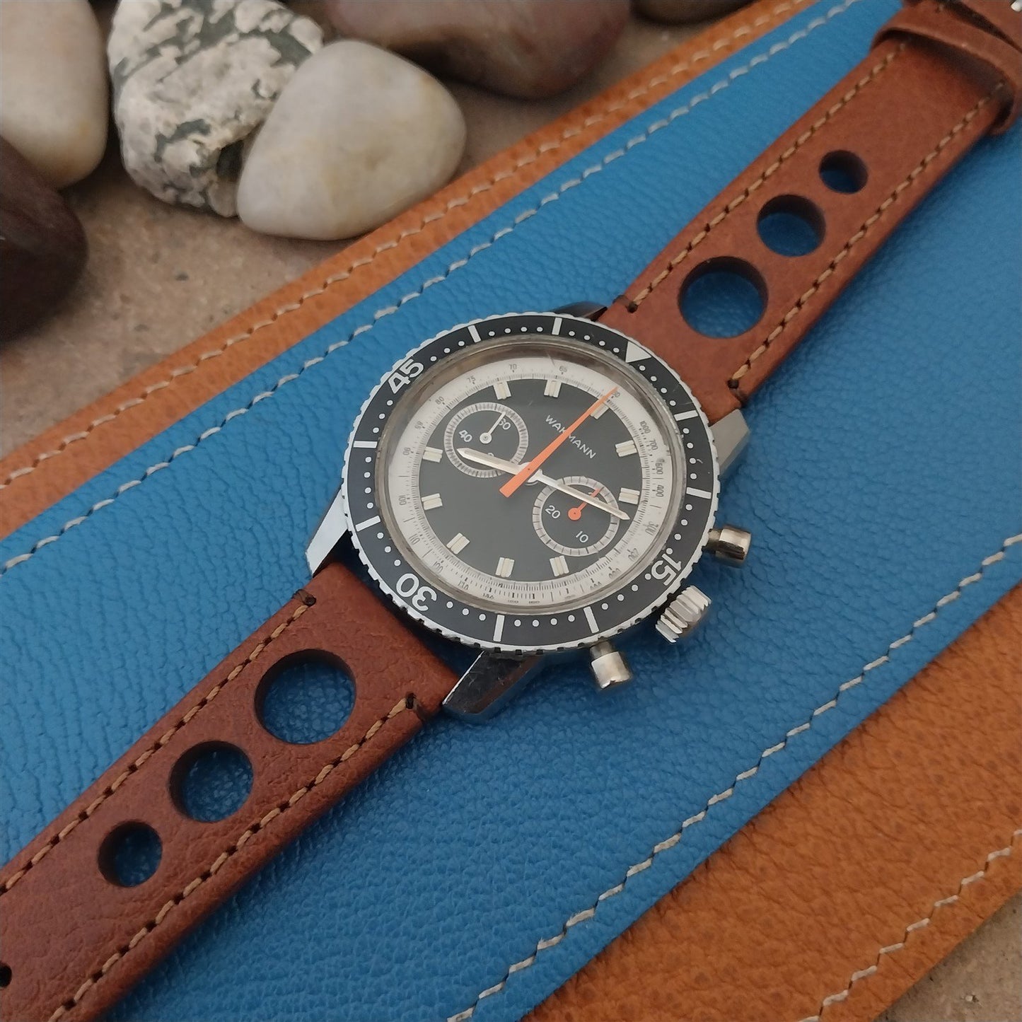 20mm Hirsch Rally Gold-Brown Buffalo Leather Unused Tapered 20/18 Watch Band