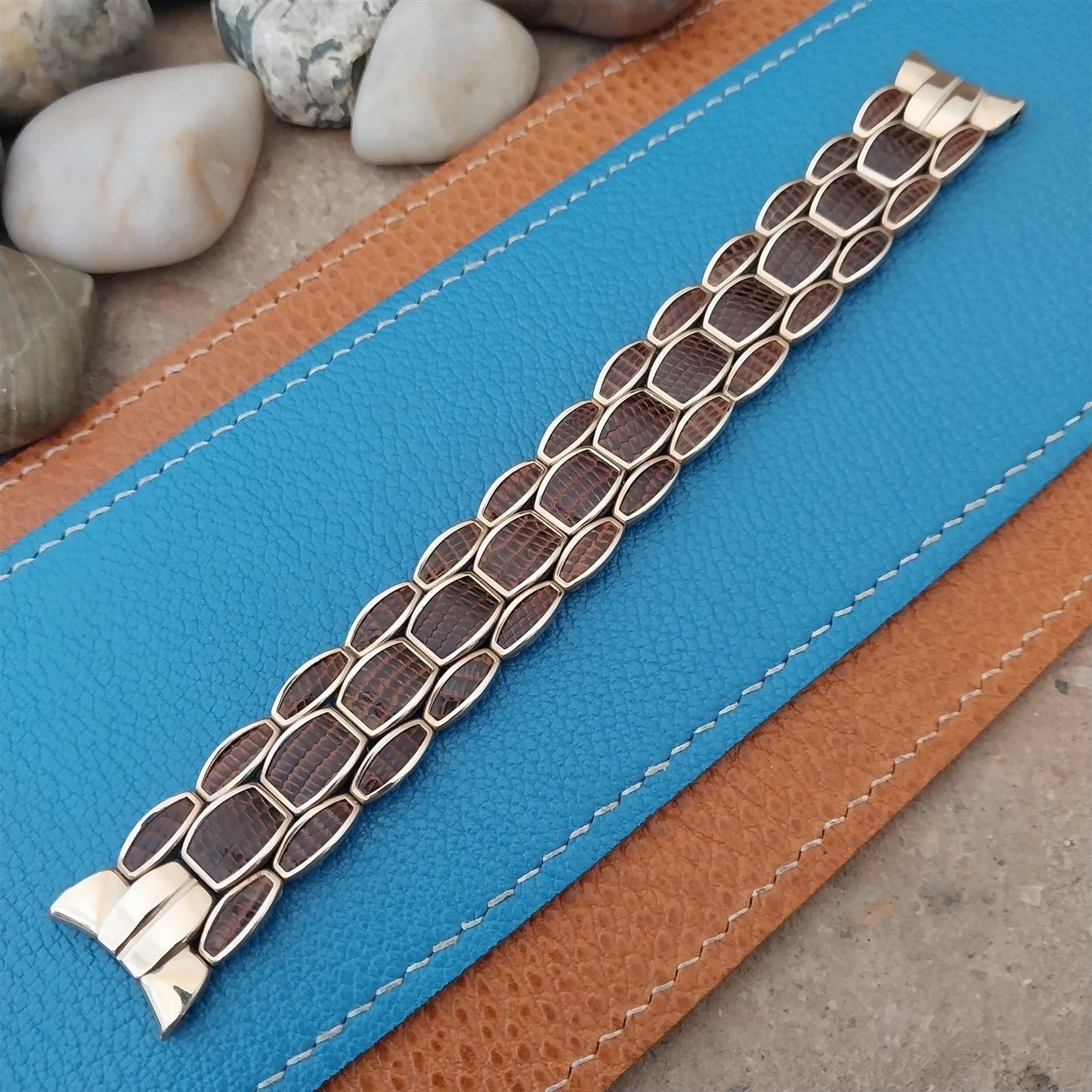 Vintage Apex 12kt Gold-Fill & Brown Lizard 1950s Unused Watch Band