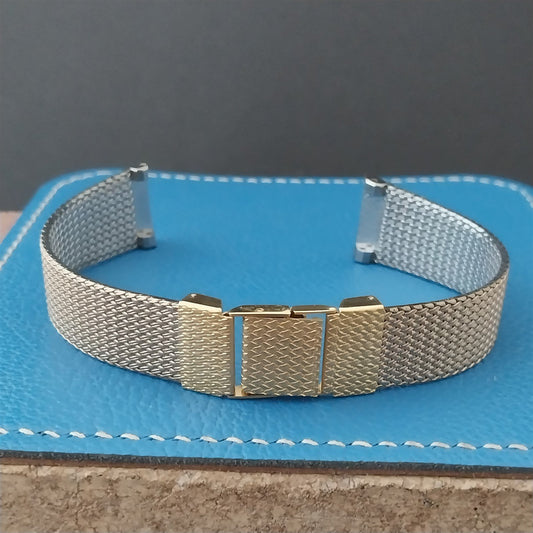 Vintage Seiko Japan 12mm Single Lug Mens Classic Yellow GoldTone Mesh Watch Band