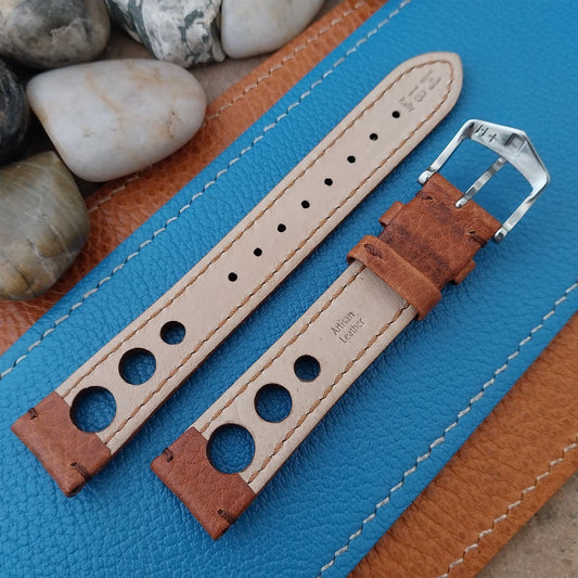 18mm Hirsch Rally Gold-Brown Buffalo Leather Unused Tapered 18/16 Watch Band