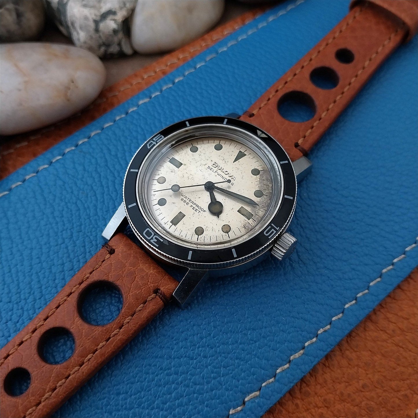 18mm Hirsch Rally Gold-Brown Buffalo Leather Unused Tapered 18/16 Watch Band