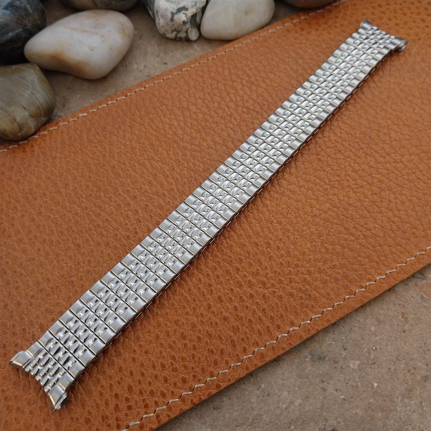 Vintage 19mm 18mm 1968 Long Stainless Steel Rice Beads Speidel Unused Watch Band