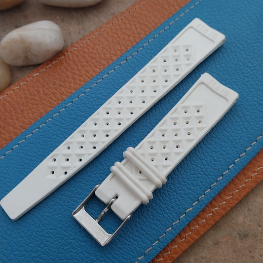 Vintage 19mm Skindiver White Tropical Classic Tapered 1960s Unused Watch Strap