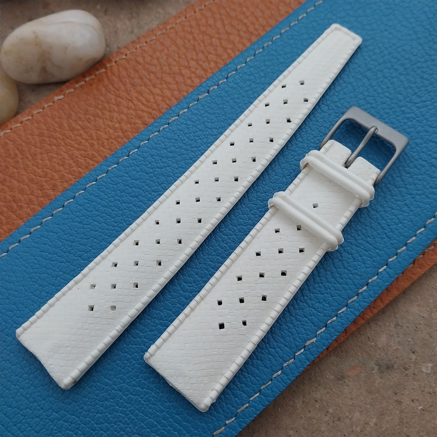 Vintage 19mm Tapered Skindiver White Tropical Classic 1960s Unused Watch Strap